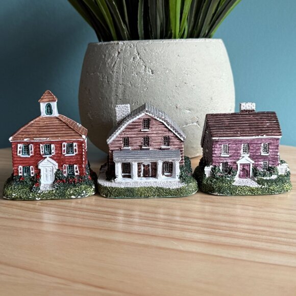 Set Of 3 American Dream Homes 1987 Posible Dreams LLC Miniature Houses - Picture 1 of 14